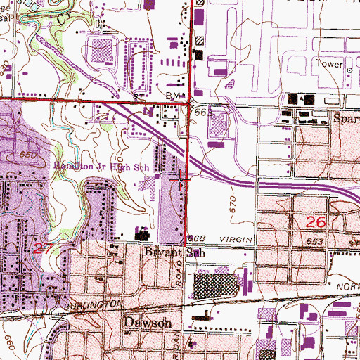 Topographic Map of Sheridan Road Baptist Church, OK