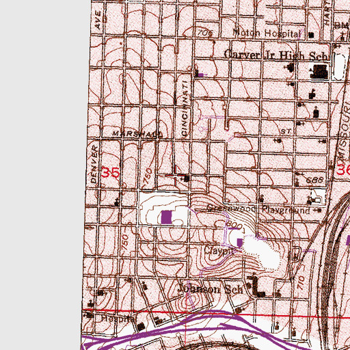 Topographic Map of Shiloh Baptist Church, OK