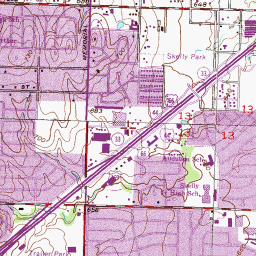 Topographic Map of Skelly Drive Baptist Church, OK