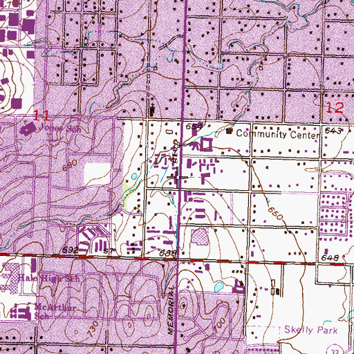 Topographic Map of Southeast Baptist Church, OK