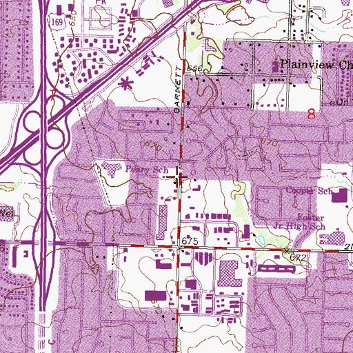Topographic Map of Southeast Freewill Baptist Church, OK