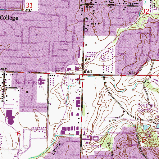 Topographic Map of Southern Hills United Church, OK
