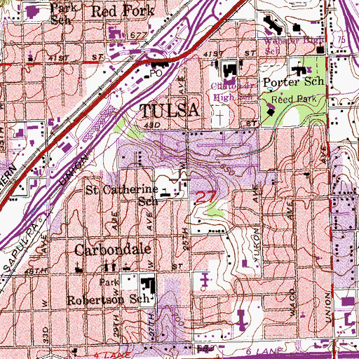 Topographic Map of Saint Catherine Catholic Church, OK