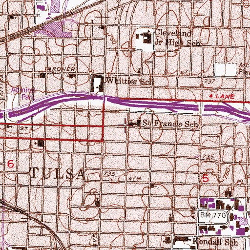 Topographic Map of Saint Francis-Guadalupe Church, OK