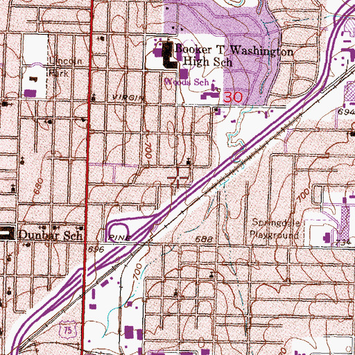 Topographic Map of Saint John Baptist Church, OK