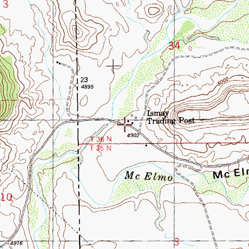 Topographic Map of Ismay Trading Post, CO