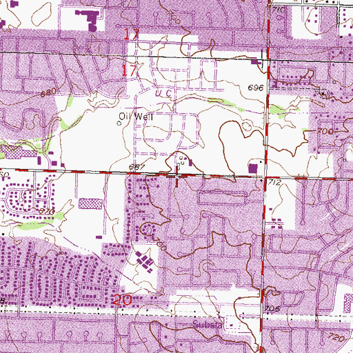 Topographic Map of Saint Mathews United Methodist Church, OK