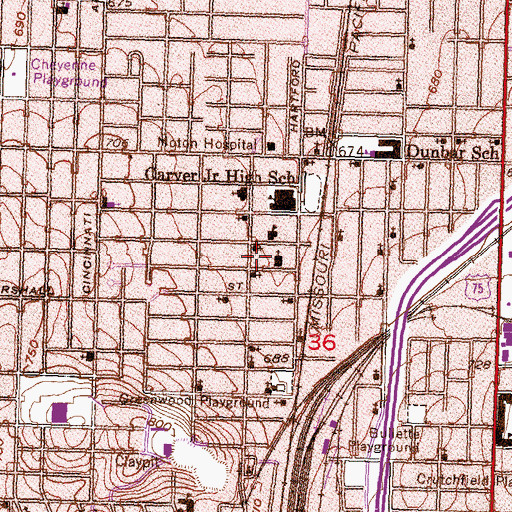 Topographic Map of Saint Monicas Catholic Church, OK