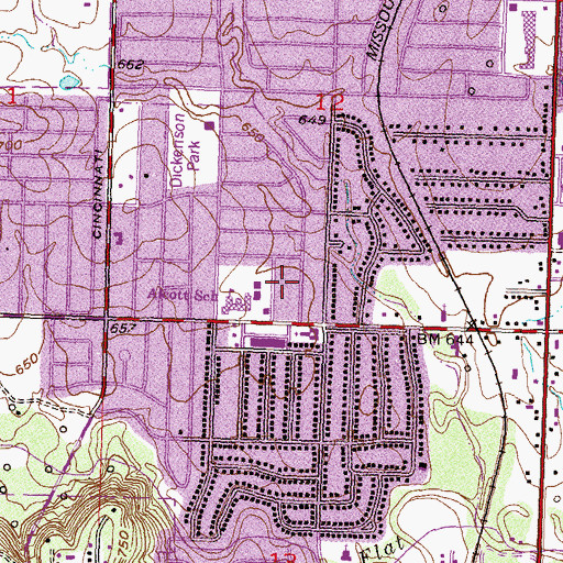 Topographic Map of Saint Paul AME Church, OK