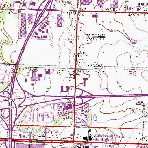 Topographic Map of Town and Country Christian Church, OK