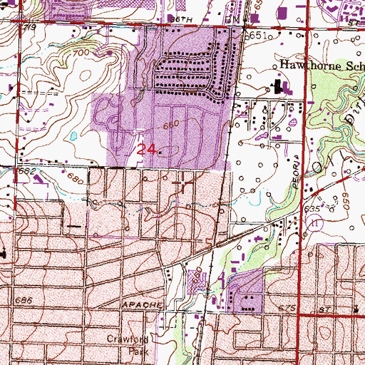 Topographic Map of Trinity Baptist Church, OK