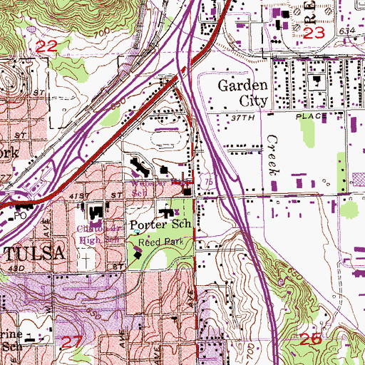 Topographic Map of Trinity Baptist Church-Tulsa, OK