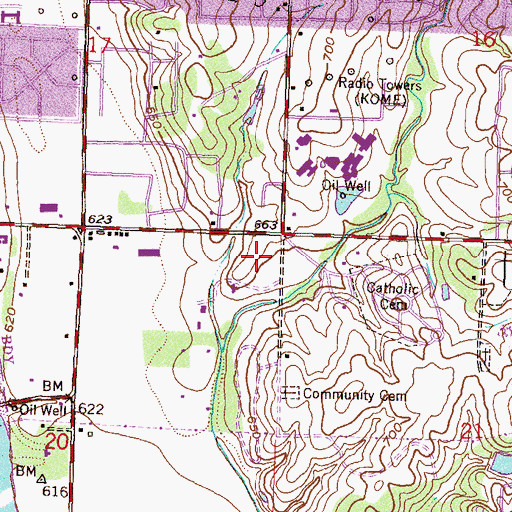 Topographic Map of Trinity Christian Church, OK