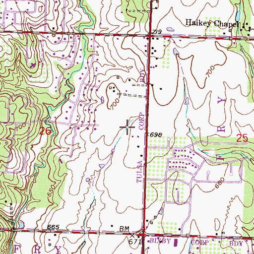 Topographic Map of Trinity Presbyterian Church, OK