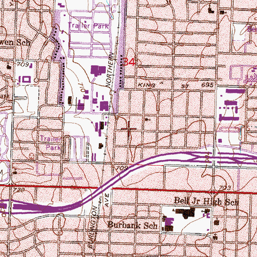 Topographic Map of Tulsa Holiness Church, OK