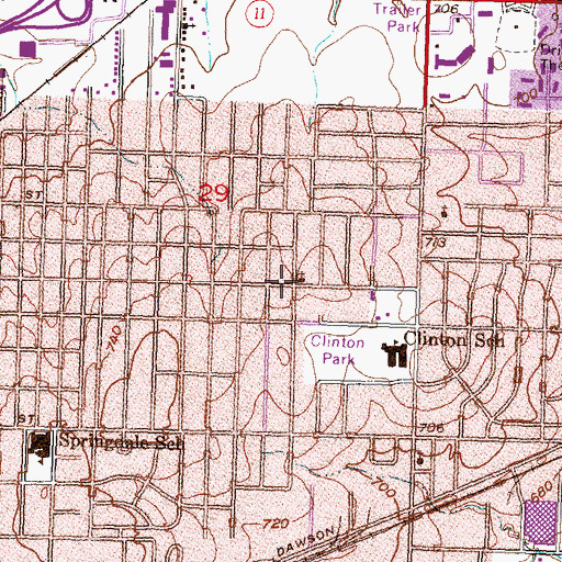 Topographic Map of Tulsa Indian Methodist Church, OK