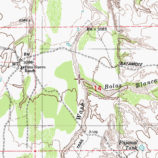 Topographic Map of Bolas Blancas Wash, AZ