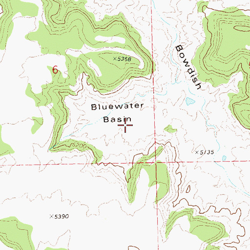 Topographic Map of Bluewater Basin, CO
