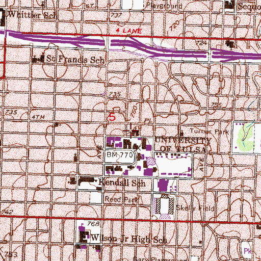 Topographic Map of University United Methodist Church, OK