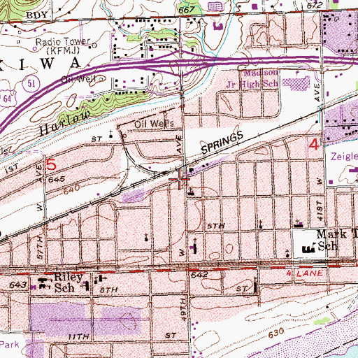 Topographic Map of Vern Pentecostal Holiness Church, OK