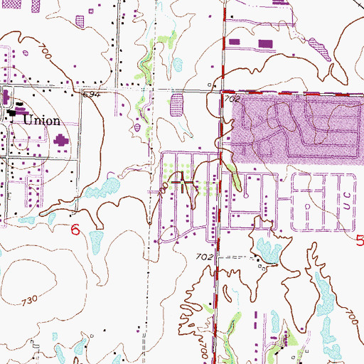 Topographic Map of Vineyard Christian Fellowship Church, OK