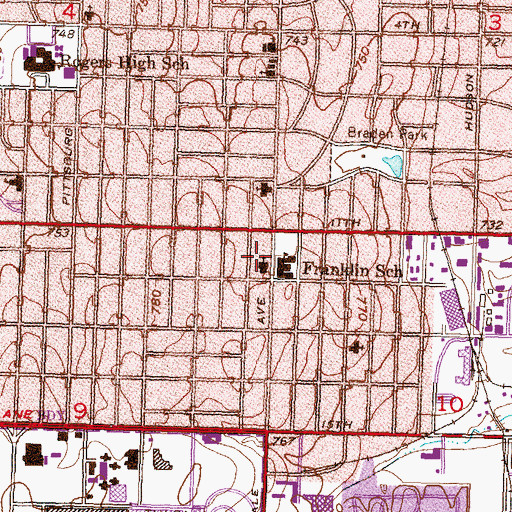 Topographic Map of Will Rogers United Methodist Church, OK