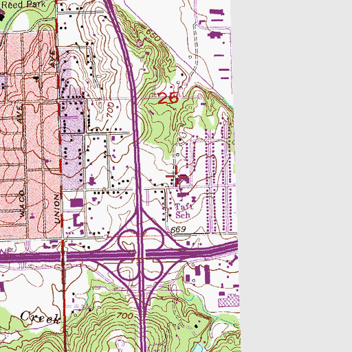 Topographic Map of Winnetka Heights Baptist Church, OK