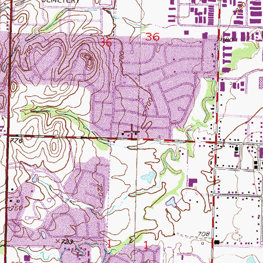 Topographic Map of Woodland Hills Church of Christ, OK