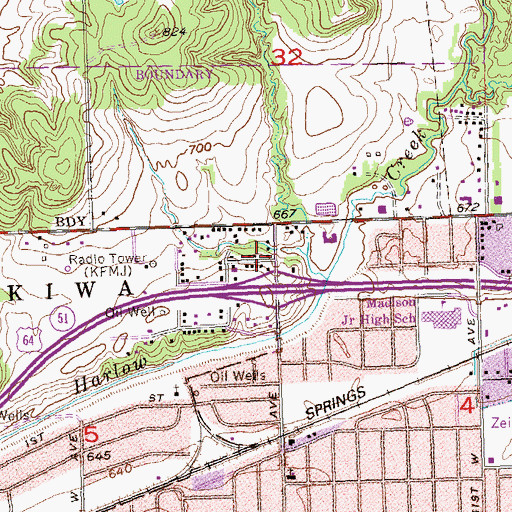 Topographic Map of 49th Street Hill Church, OK