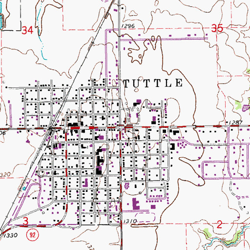 Topographic Map of Liberty Christian Fellowship Church, OK