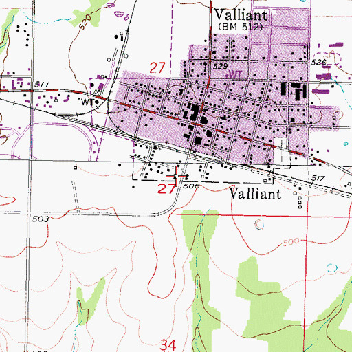 Topographic Map of Olive Branch Baptist Church, OK