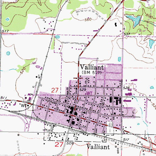 Topographic Map of Valliant Church of God, OK