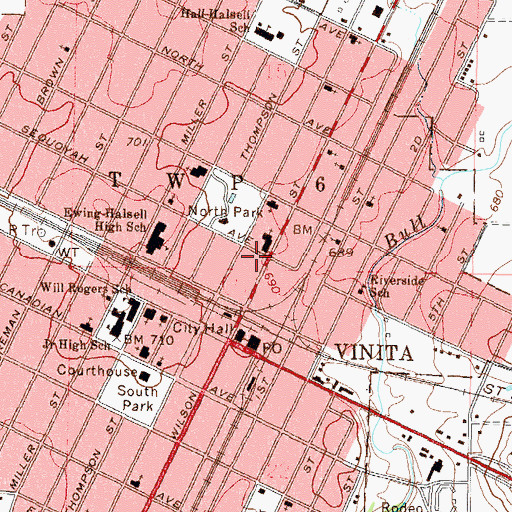 Topographic Map of Catholic Church, OK