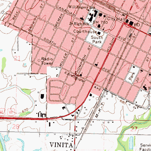 Topographic Map of Church of the Nazarene, OK