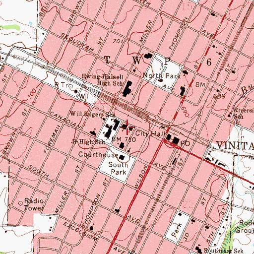 Topographic Map of Pilgrim Presbyterian Church, OK
