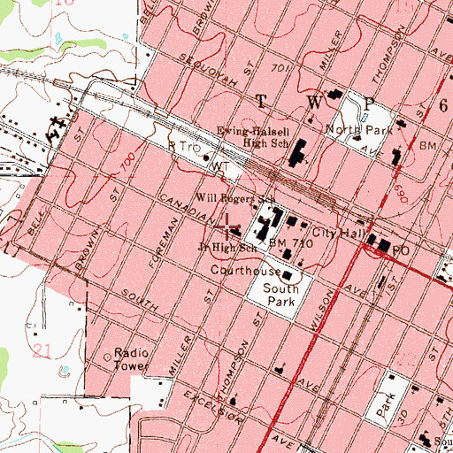Topographic Map of Saint Johns Episcopal Church, OK