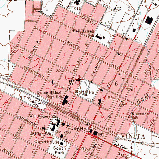 Topographic Map of Trinity Baptist Church, OK
