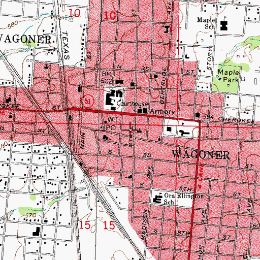 Topographic Map of Church of God, OK