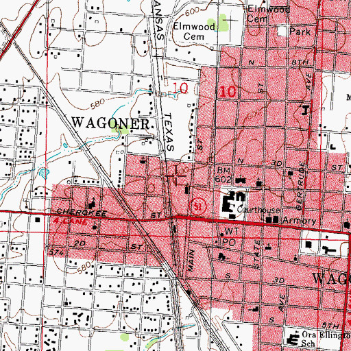 Topographic Map of First Presbyterian Church, OK