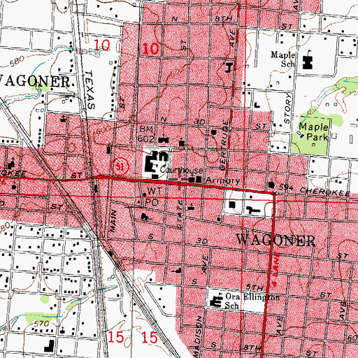 Topographic Map of Holy Cross Catholic Church, OK