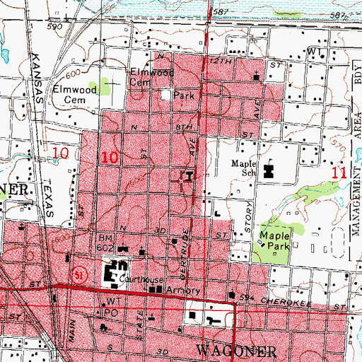 Topographic Map of Immanuel Southern Baptist Church, OK