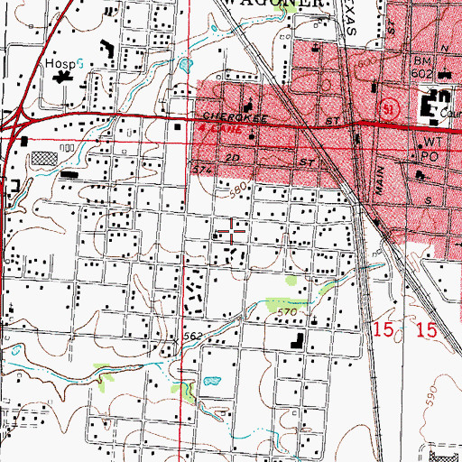 Topographic Map of Union Baptist Church, OK