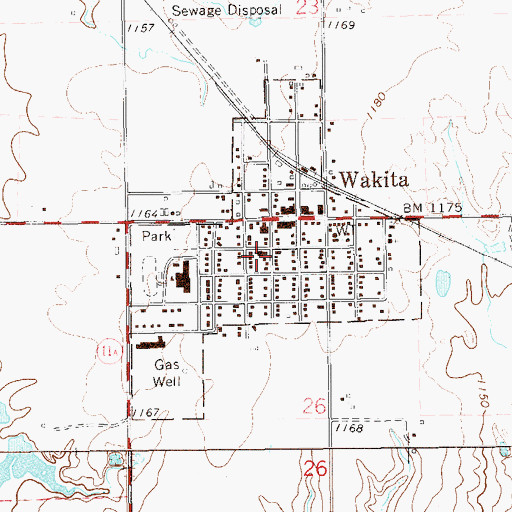 Topographic Map of First Methodist Church, OK