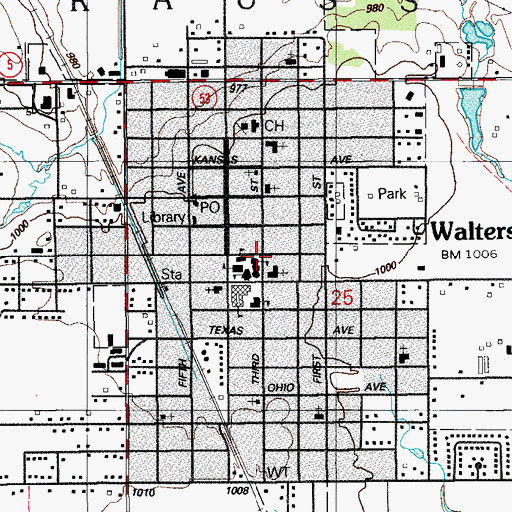 Topographic Map of First Baptist Church, OK