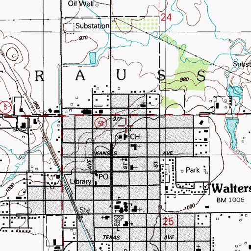 Topographic Map of Saint Patrick Catholic Church, OK