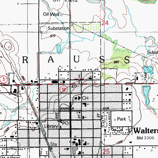 Topographic Map of Open Door Church of God, OK
