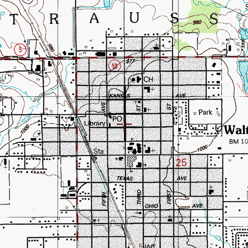 Topographic Map of First Christian Church, OK