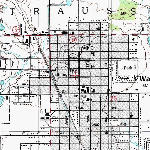 Topographic Map of Walters Church of Christ, OK