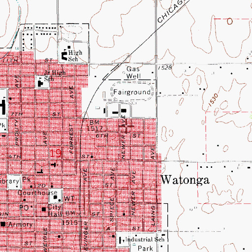 Topographic Map of Christ Gospel Church, OK