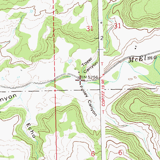 Topographic Map of Tozer Canyon, CO